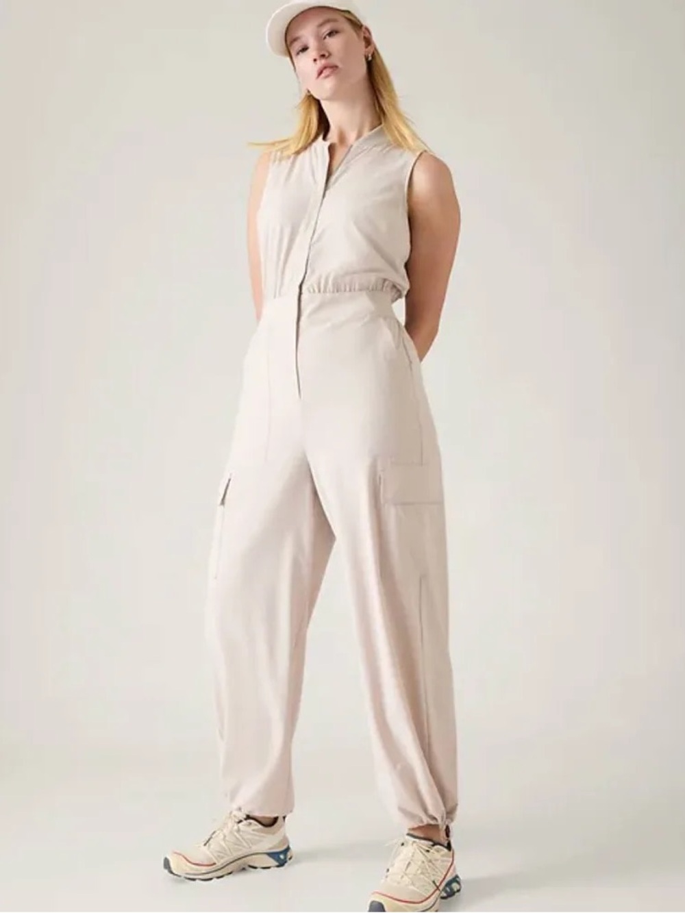 Athleta Brooklyn Utility Jumpsuit in Cream White